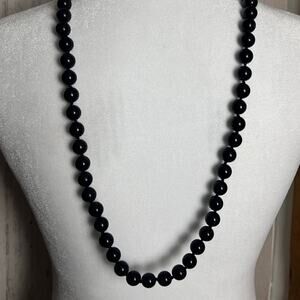 Fashion Statement Black Beaded and Silver Tone Necklace